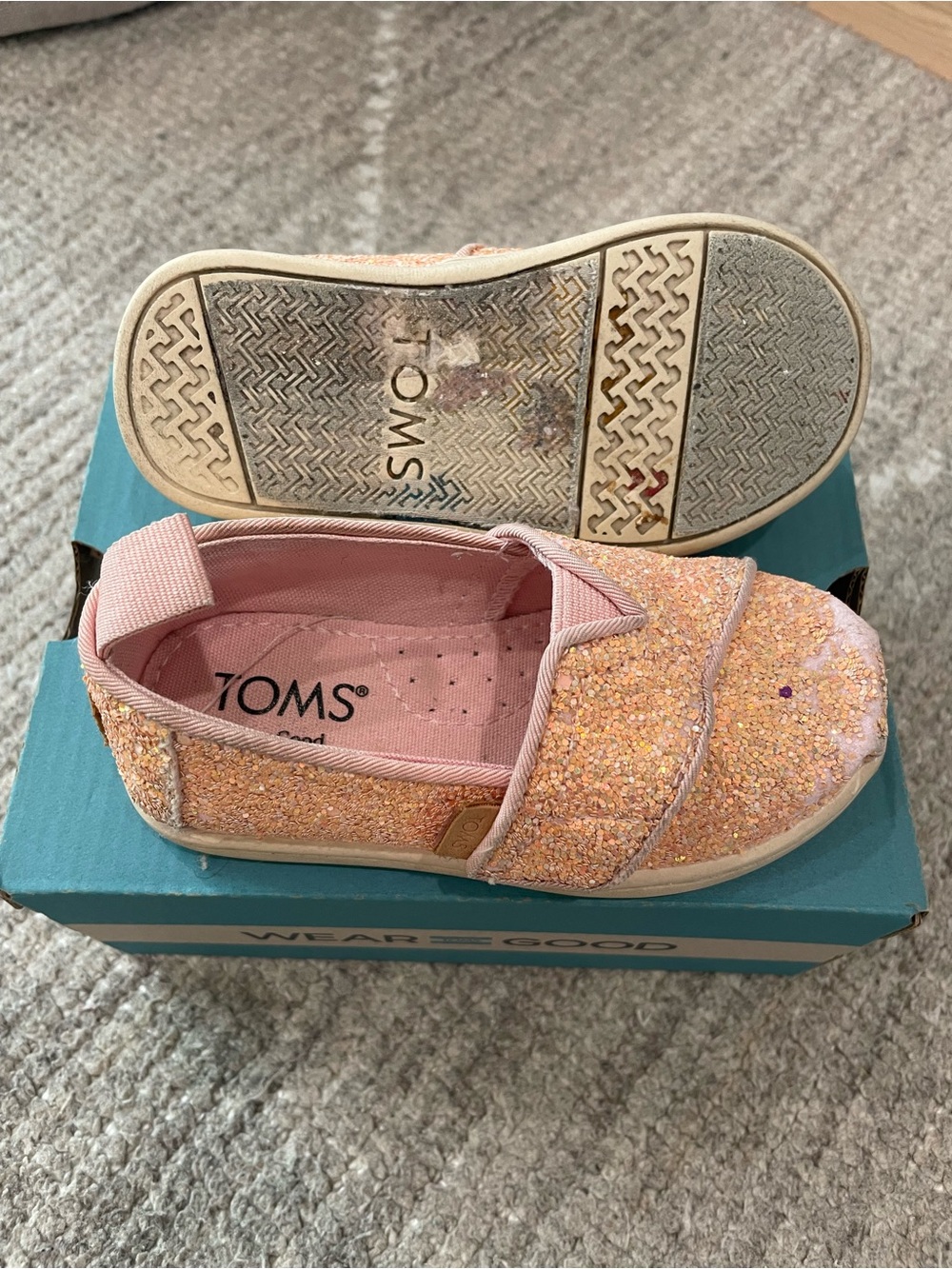 TOMS Pink Glitter Alpargata Classic Shoes